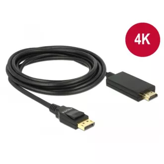 Delock Kábel Displayport 1.2 samec > High Speed HDMI-A samec pasívny 4K 3 m čierny