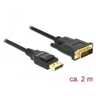 Delock Kábel Displayport 1.2 samec > DVI 24+1 samec pasívny 2 m čierny