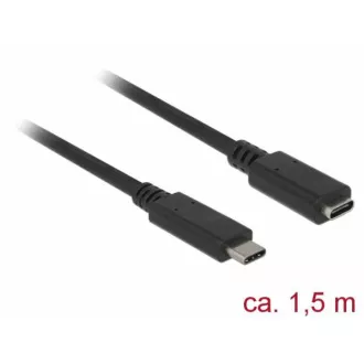 Delock Predlžovací kábel SuperSpeed USB (USB 3.1 Gen 1) USB Type-C™ samec > port samica 3 A 1,5 m čierny