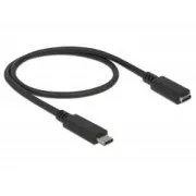 Delock Predlžovací kábel SuperSpeed USB (USB 3.1 Gen 1) USB Type-C™ samec > port samica 3 A 0,5 m čierny