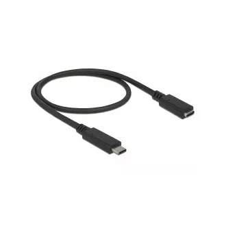Delock Predlžovací kábel SuperSpeed USB (USB 3.1 Gen 1) USB Type-C™ samec > port samica 3 A 0,5 m čierny