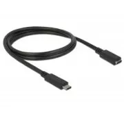 Delock Predlžovací kábel SuperSpeed USB (USB 3.1 Gen 1) USB Type-C™ samec > port samica 3 A 1,0 m čierny