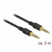Delock Kábel Stereo Jack 3,5 mm 4 pin samec > samec 3 m čierny