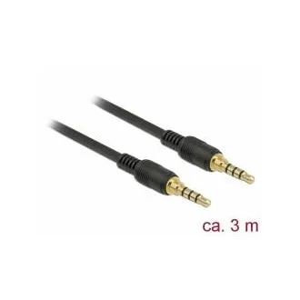 Delock Kábel Stereo Jack 3,5 mm 4 pin samec > samec 3 m čierny Delock Kábel Stereo Jack 3,5 mm 4 pin samec > samec 3 m čierny