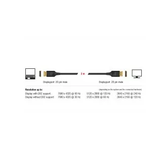 Delock DisplayPort kábel 8K 60 Hz 2 m DP 8K certifikované