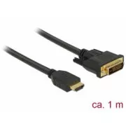 Delock Kábel HDMI na DVI 24+1 obojsmerný 1 m