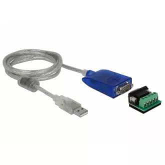 Delock Adaptér USB Typ-A na sériové rozhranie RS-422/485 DB9 s ochranou proti prepätiu 600 W a rozšíreným rozmedzím teplôt