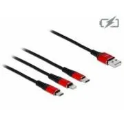 Delock Nabíjací kábel USB 3 v 1 pre Lightning™ / Micro USB / USB Type-C™, 1 m