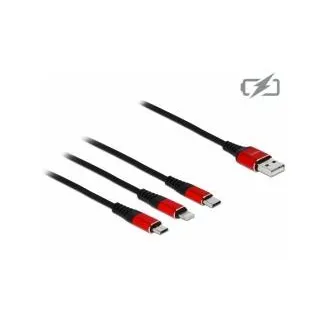 Delock Nabíjací kábel USB 3 v 1 pre Lightning™ / Micro USB / USB Type-C™, 1 m