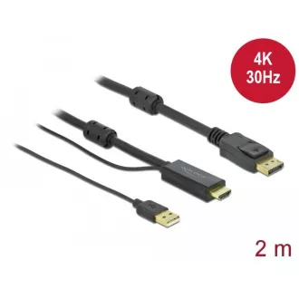 Delock Kábel HDMI na DisplayPort 4K 30 Hz 2 m