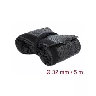 Delock Pletené opláštenie na suchý zips 5 mx 32 mm, čierne
