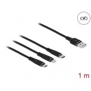 Delock Nabíjací kábel USB 3 v 1 pre Lightning™ / Micro USB / USB Type-C ™, 1 m čierna