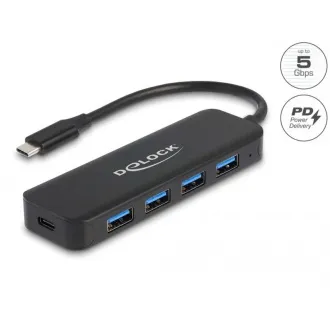 Delock Rozbočovač USB Type-C™, 4 porty, USB 3.2 Gen 1 as Power Delivery, 85 W