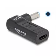 Delock Adaptér na kábel na nabíjanie laptopu, zo zásuvky USB Type-C na zástrčku HP 4,5 x 3,0 mm, uhlový 90°