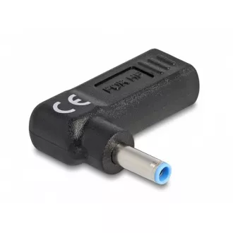 Delock Adaptér na kábel na nabíjanie laptopu, zo zásuvky USB Type-C na zástrčku HP 4,5 x 3,0 mm, uhlový 90°
