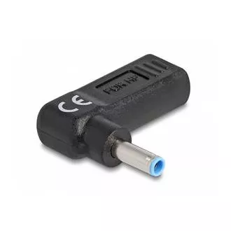 Delock Adaptér na kábel na nabíjanie laptopu, zo zásuvky USB Type-C na zástrčku HP 4,5 x 3,0 mm, uhlový 90°