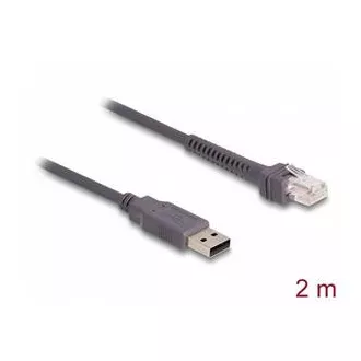 Delock Kábel z rozhrania RJ50 na USB 2.0 Typu-A k čítačke čiarových kódov, 2 m Delock Kábel z rozhrania RJ50 na USB 2.0 Typu-A k čítačke čiarových kódov, 2 m