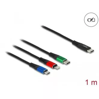 Delock Nabíjací kábel USB 3 v 1 USB Type-C™ na Lightning™/Micro USB/USB Type-C™, 1 m Delock Nabíjací kábel USB 3 v 1 USB Type-C™ na Lightning™/Micro USB/USB Type-C™, 1 m
