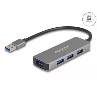 Delock 4 portový Hub USB 3.2 Gen 1 s konektorom USB Typu-A – porty USB Typu-A na boku