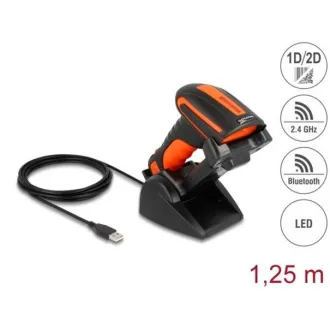 Delock Priemyselná čítačka 1D a 2D čiarových kódov pre 2,4 GHz alebo Bluetooth s indukčnou nabíjacou stanicou Delock Priemyselná čítačka 1D a 2D čiarových kódov pre 2,4 GHz alebo Bluetooth s indukčnou nabíjacou stanicou