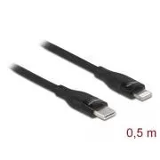Delock Dátový a nabíjací kábel USB Type-C™ na Lightning™ pre iPhone™, iPad™ a iPod™ čierna 0,5 m MFi