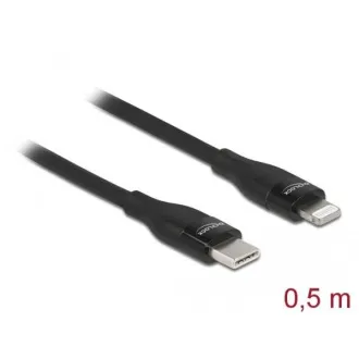 Delock Dátový a nabíjací kábel USB Type-C™ na Lightning™ pre iPhone™, iPad™ a iPod™ čierna 0,5 m MFi