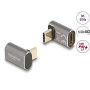 Delock USB Adaptér 40 Gbps USB Type-C PD 3.0 100 W samec na samice pravouhlý 8K 60 Hz kovová