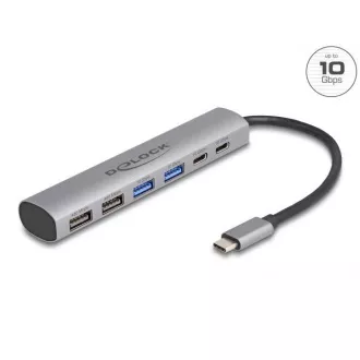 Delock 6 portový rozbočovač USB so 4 x zásuvkami USB Typu-A as 2 x zásuvkami USB Type-C™