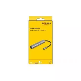 Delock 6 portový rozbočovač USB so 4 x zásuvkami USB Typu-A as 2 x zásuvkami USB Type-C™