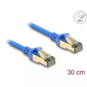 Delock Sieťový kábel RJ45, Cat.8.1, F/FTP, tenký, 0,3 m, modrý