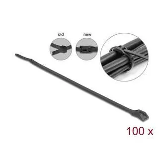 Delock Káblový úväzok s plochou hlavou, D 205 x Š 2,5 mm, 100 ks čierna Delock Káblový úväzok s plochou hlavou, D 205 x Š 2,5 mm, 100 ks čierna