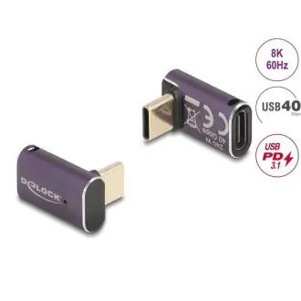 Delock USB Adaptér 40 Gbps USB Type-C PD 3.1 240 W samec na samice pravouhlý 8K 60 Hz kovová Delock USB Adaptér 40 Gbps USB Type-C PD 3.1 240 W samec na samice pravouhlý 8K 60 Hz kovová