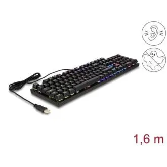 Delock Mechanická USB herná klávesnica, drôtová, 1,6 m, čierna, s RGB osvetlením Delock Mechanická USB herná klávesnica, drôtová, 1,6 m, čierna, s RGB osvetlením