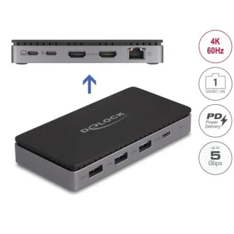 Delock Dokovacia stanica USB Type-C™ 4K - duálny HDMI MST / USB / Gibabit LAN / PD 3.0 85 W