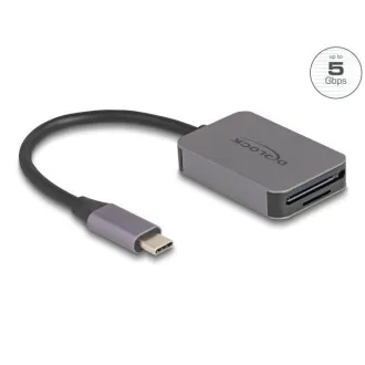 Delock Čítačka kariet s rozhraním USB Type-C™ v hliníkovom kryte na pamäťové karty SD alebo Micro SD