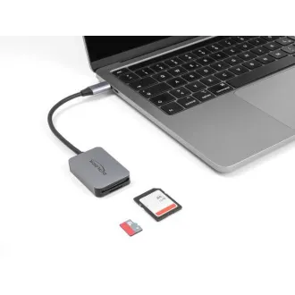 Delock Čítačka kariet s rozhraním USB Type-C™ v hliníkovom kryte na pamäťové karty SD alebo Micro SD