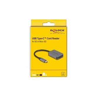 Delock Čítačka kariet s rozhraním USB Type-C™ v hliníkovom kryte na pamäťové karty SD alebo Micro SD
