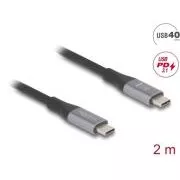 Delock USB 40 Gbps kábel USB Type-C™ samec na samec PD 3.1 240 W E-Marker 2 m šedá kovová