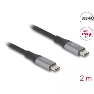 Delock USB 40 Gbps kábel USB Type-C™ samec na samec PD 3.1 240 W E-Marker 2 m šedá kovová