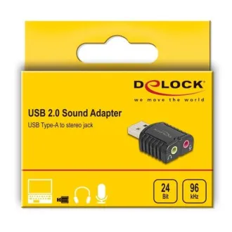 Delock Externá zvuková karta USB 24 bitov / 96 kHz Plug & Play pre Windows, MAC, Linux, Chrome OS