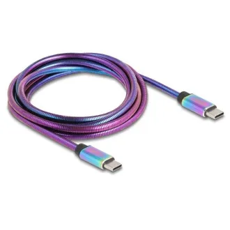 Delock Kábel USB 2.0 zo zástrčky USB Type-C™ na zástrčku, s dúhovým kovovým plášťom, PD 3.0, 60 W, 2 m Delock Kábel USB 2.0 zo zástrčky USB Type-C™ na zástrčku, s dúhovým kovovým plášťom, PD 3.0, 60 W, 2 m
