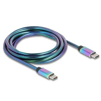 Delock Kábel USB 2.0 zo zástrčky USB Type-C™ na zástrčku, s dúhovým kovovým plášťom, PD 3.0, 60 W, 2 m Delock Kábel USB 2.0 zo zástrčky USB Type-C™ na zástrčku, s dúhovým kovovým plášťom, PD 3.0, 60 W, 2 m