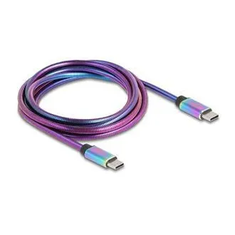 Delock Kábel USB 2.0 zo zástrčky USB Type-C™ na zástrčku, s dúhovým kovovým plášťom, PD 3.0, 60 W, 2 m Delock Kábel USB 2.0 zo zástrčky USB Type-C™ na zástrčku, s dúhovým kovovým plášťom, PD 3.0, 60 W, 2 m