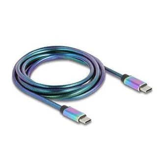 Delock Kábel USB 2.0 zo zástrčky USB Type-C™ na zástrčku, s dúhovým kovovým plášťom, PD 3.0, 60 W, 2 m Delock Kábel USB 2.0 zo zástrčky USB Type-C™ na zástrčku, s dúhovým kovovým plášťom, PD 3.0, 60 W, 2 m