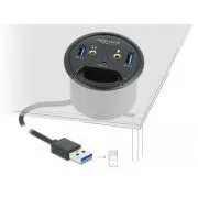 Delock Trojportový stolný rozbočovač USB 1 x USB Type-C a 2 x USB Typu-A + porty HD-Audio