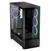 Endorfy Aquarius 8000 Corona, Skriňa, E-ATX, 4× ARGB 120mm ventilátor, 2× USB 3.0, 1× USB-C, panoramatická, zaoblené sklo, čierna
