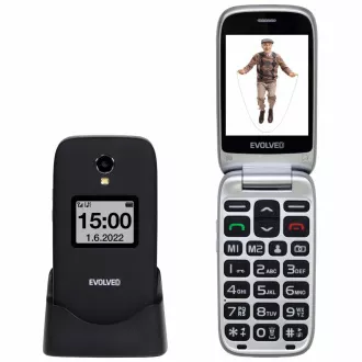 EVOLVEO EasyPhone FS, vyklápací mobilný telefón 2.8" pre seniorov s nabíjacím stojanom (čierna farba)