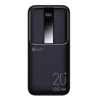 C-TECH Powerbanka 20000mAh, Li-Pol, 22,5 W, USB-C/USB-A/micro USB/PD/Quick charge/display
