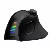 EVOLVEO TwinVerti, bezdrôtová vertikálna ergonomická myš, podsvietená, tichá, 2.4GHz+Bluetooth, čierna