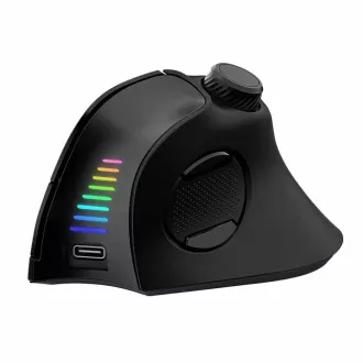 EVOLVEO TwinVerti, bezdrôtová vertikálna ergonomická myš, podsvietená, tichá, 2.4GHz+Bluetooth, čierna